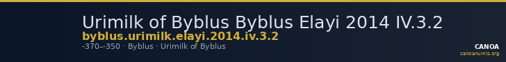 Urimilk of Byblus Byblus Elayi 2014 IV.3.2 — CANOA