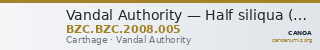 Vandal Authority — Half siliqua (Carthage) — CANOA