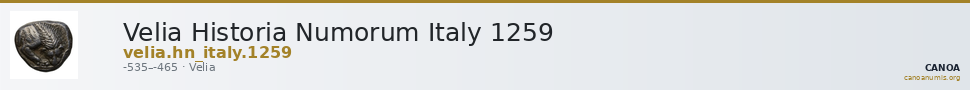 Velia Historia Numorum Italy 1259 — CANOA