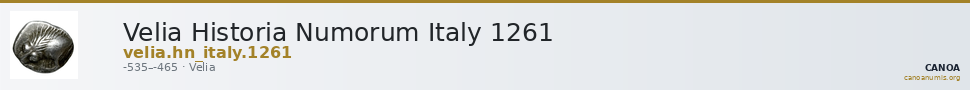 Velia Historia Numorum Italy 1261 — CANOA