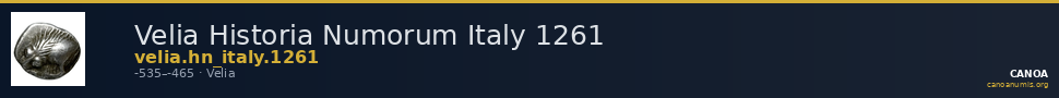Velia Historia Numorum Italy 1261 — CANOA