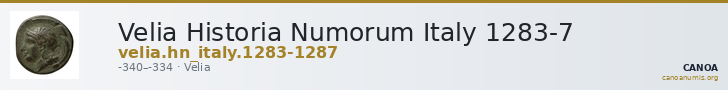 Velia Historia Numorum Italy 1283-7 — CANOA
