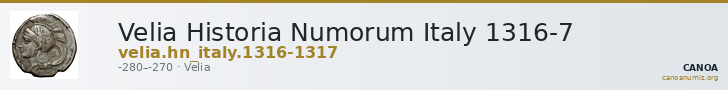 Velia Historia Numorum Italy 1316-7 — CANOA