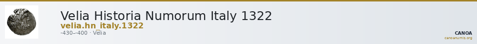 Velia Historia Numorum Italy 1322 — CANOA