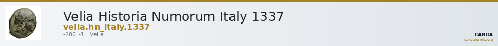 Velia Historia Numorum Italy 1337 — CANOA