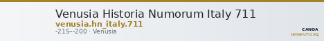 Venusia Historia Numorum Italy 711 — CANOA