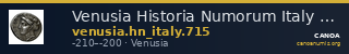 Venusia Historia Numorum Italy 715 — CANOA