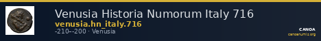 Venusia Historia Numorum Italy 716 — CANOA
