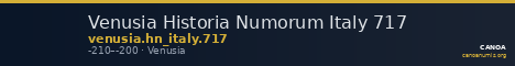Venusia Historia Numorum Italy 717 — CANOA