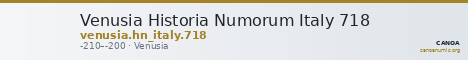 Venusia Historia Numorum Italy 718 — CANOA