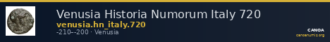 Venusia Historia Numorum Italy 720 — CANOA