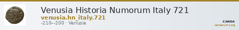 Venusia Historia Numorum Italy 721 — CANOA