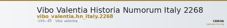 Vibo Valentia Historia Numorum Italy 2268 — CANOA