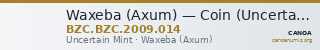 Waxeba (Axum) — Coin (Uncertain Value) (Uncertain Mint) — CANOA