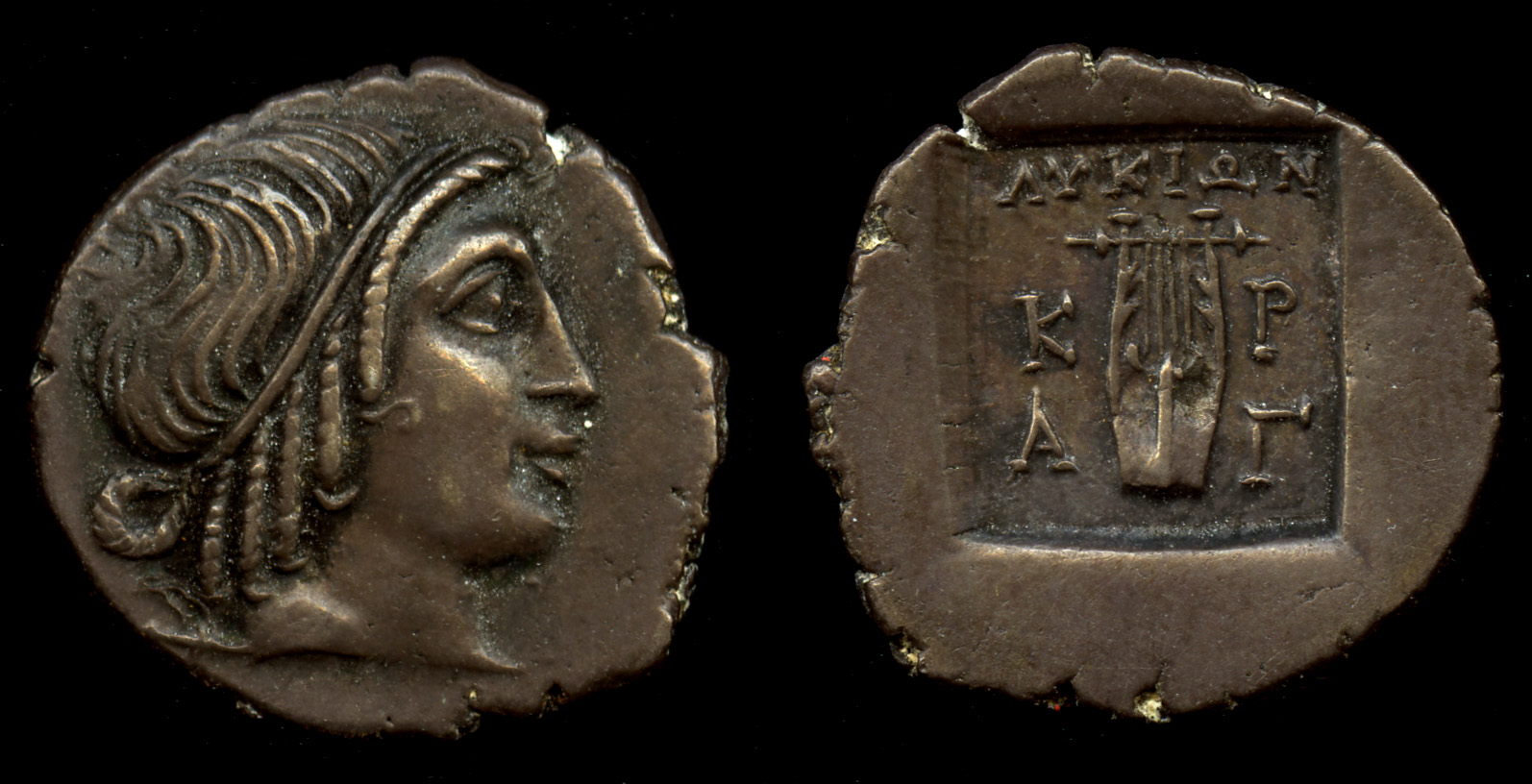 Lycian League Cragus Troxell 1982 4.102, аверс, bm