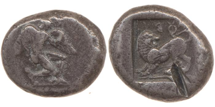 реверс Uncertain Carian mint B Konuk 2007 M33-6