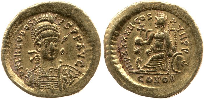 RIC X Theodosius II (East) 323, реверс, bm