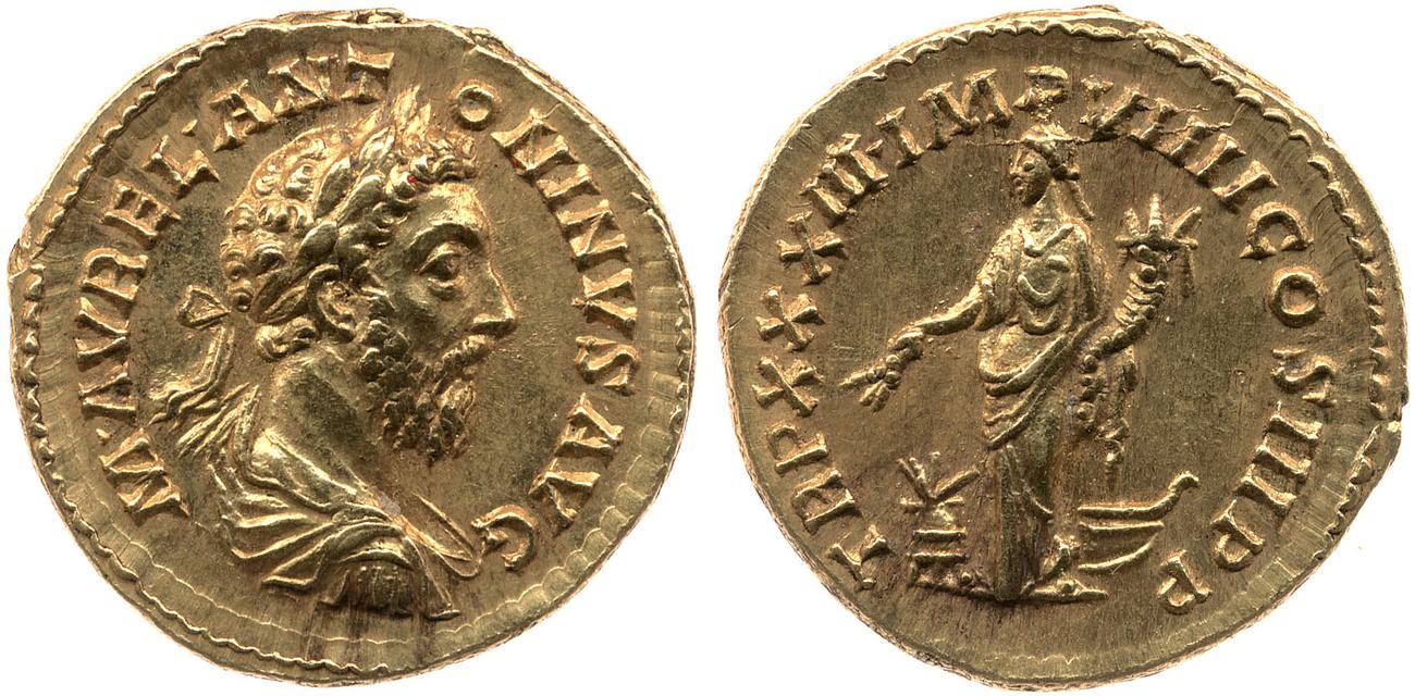 аверс RIC III Marcus Aurelius 398