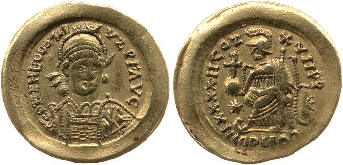 RIC X Theodosius II (East) 323, реверс, bm