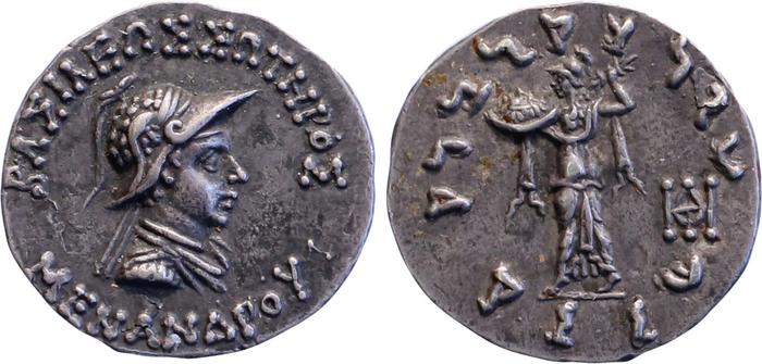 Bactrian and Indo-Greek Coinage Menander I 14.12, bm