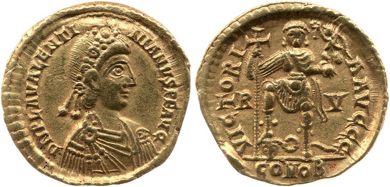 RIC X Valentinian III 2010, аверс, bm
