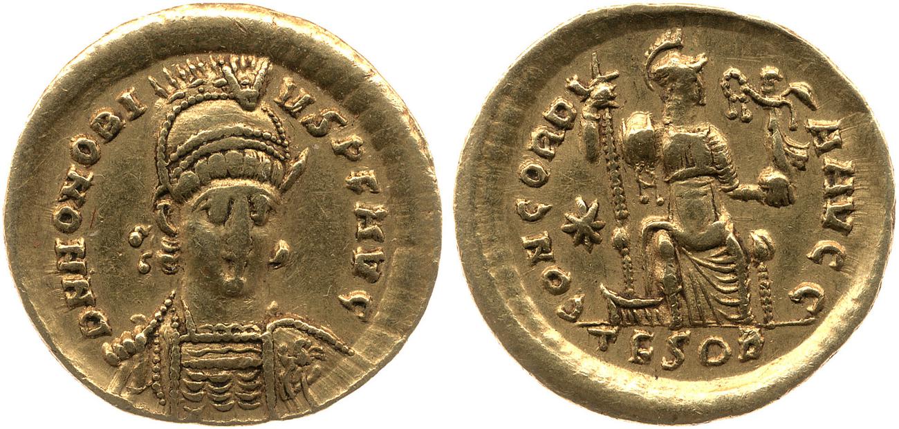 аверс RIC X Theodosius II (East) 357