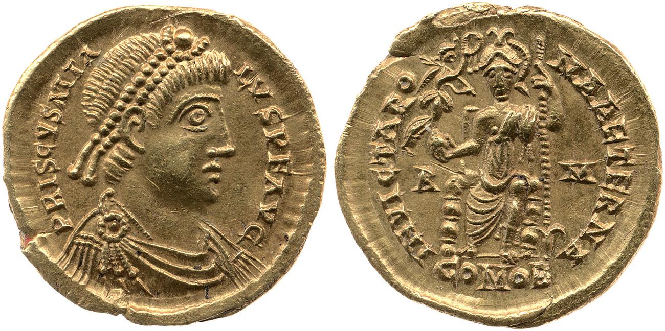 RIC X Priscus Attalus 1404, аверс, bm