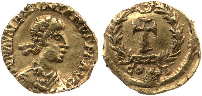 RIC X Valentinian III 2030, реверс, bm
