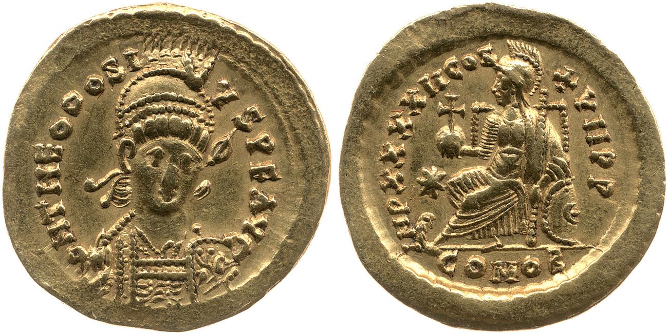 аверс RIC X Theodosius II (East) 323