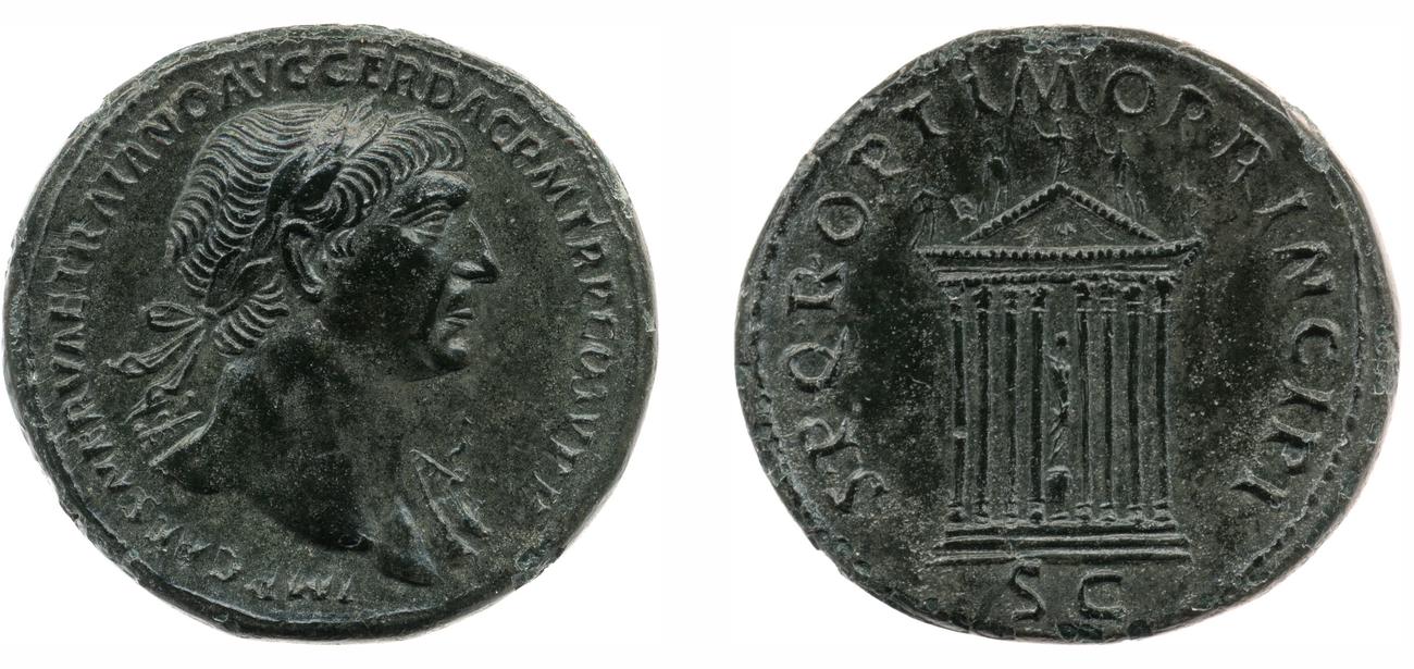 RIC II Trajan 575, аверс, bm