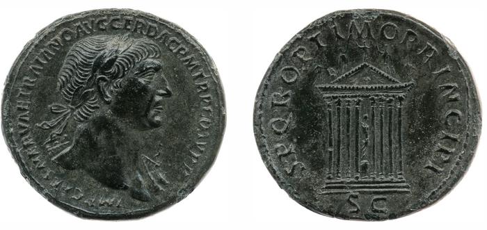 RIC II Trajan 575, реверс, bm