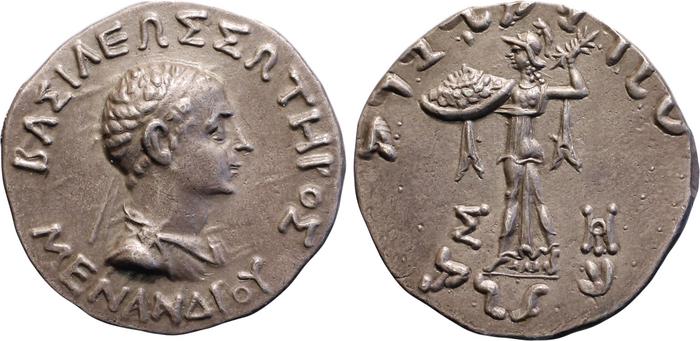 Bactrian and Indo-Greek Coinage Menander I 10.1, bm