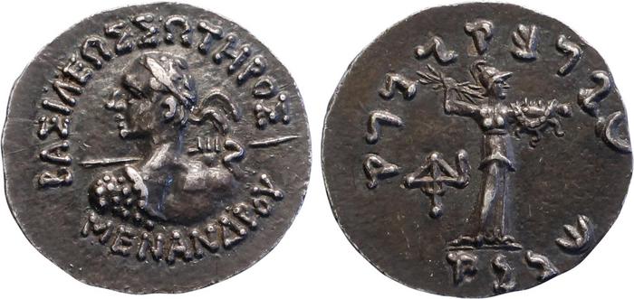 Bactrian and Indo-Greek Coinage Menander I 15.1, bm