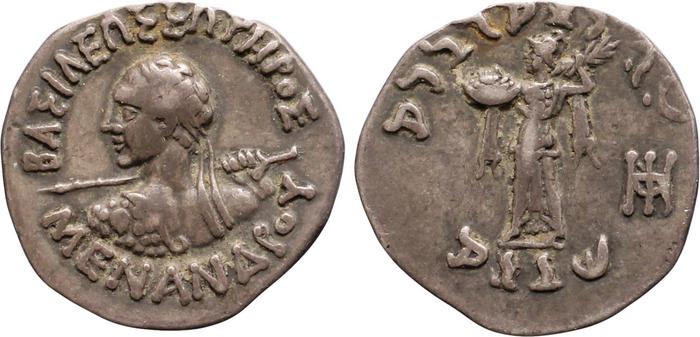 Bactrian and Indo-Greek Coinage Menander I 17.3, bm
