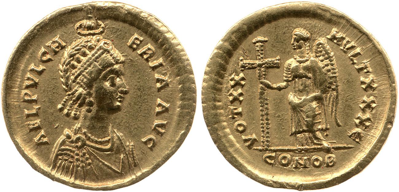 RIC X Theodosius II (East) 220, аверс, bm
