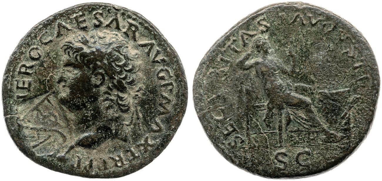 RIC I (second edition) Nero 597, аверс, bm