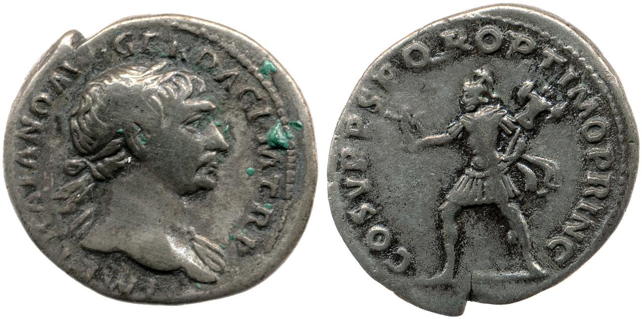 RIC II Trajan 114, obverse, bm