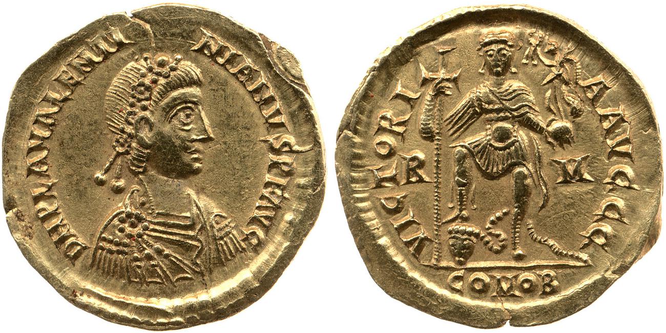 RIC X Valentinian III 2005, аверс, bm