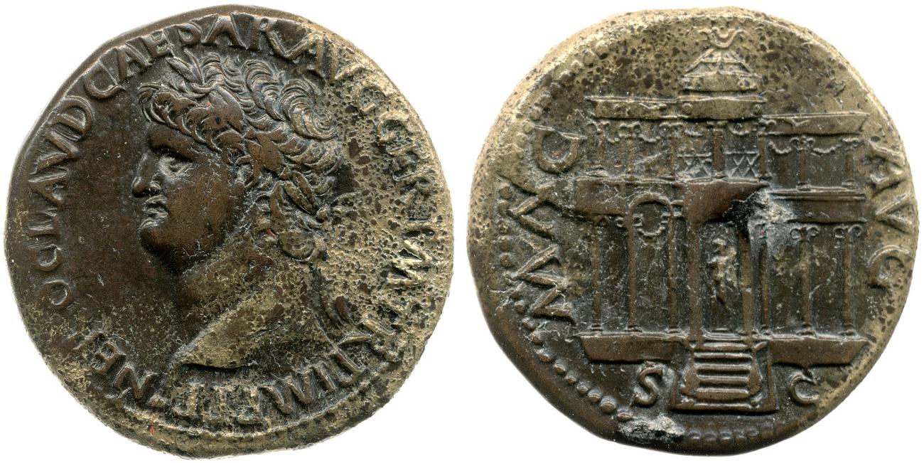 RIC I (second edition) Nero 402, аверс, bm