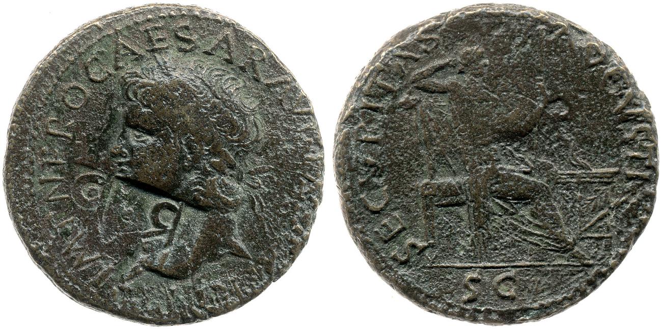RIC I (second edition) Nero 597, аверс, bm