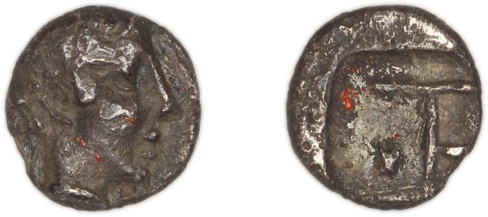 Colophon Milne 1941 Period II, quarter-obols, реверс, bm