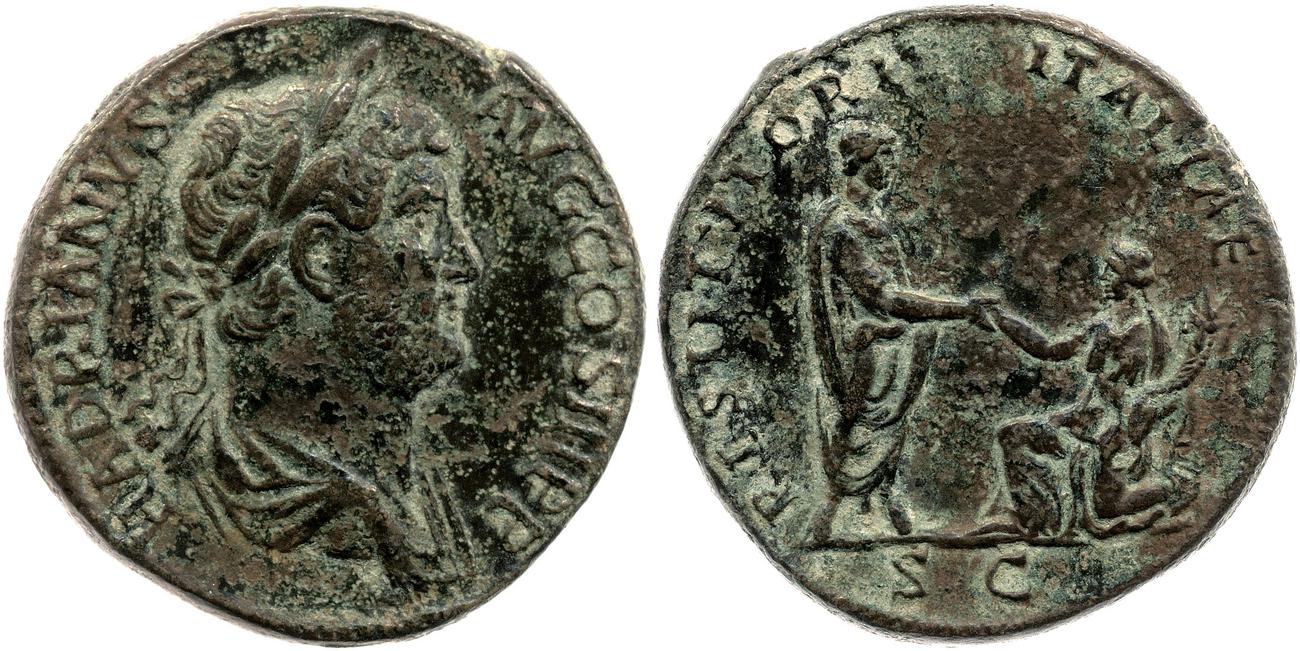 RIC II, Part 3 (second edition) Hadrian 1875, аверс, bm