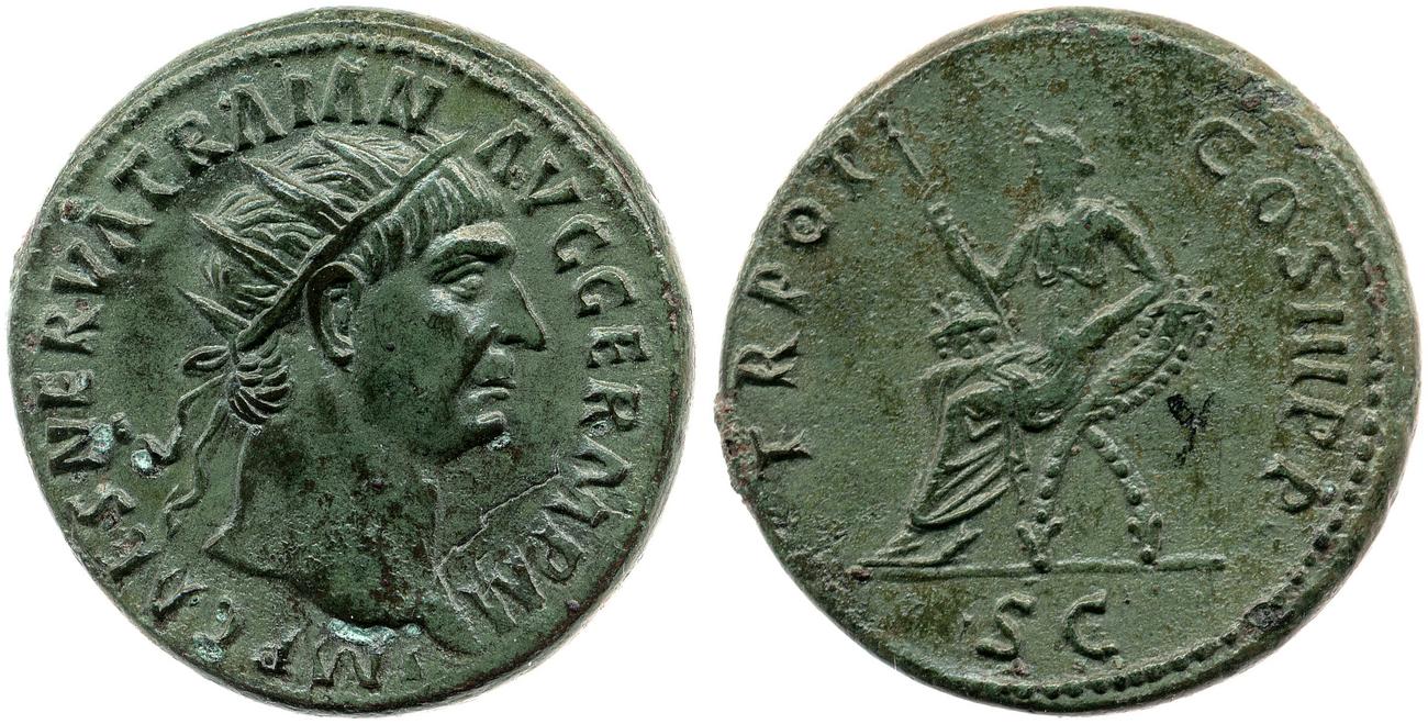 RIC II Trajan 411, аверс, bm