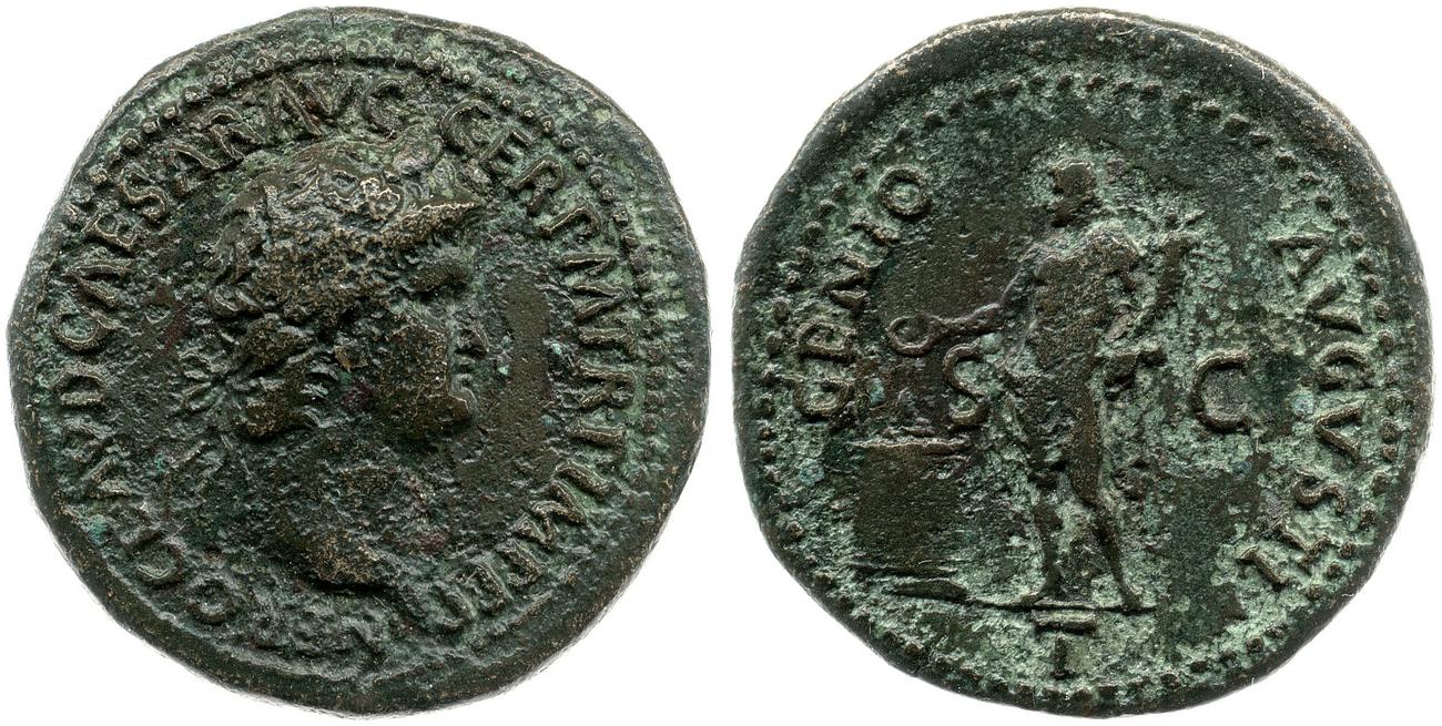 RIC I (second edition) Nero 214, аверс, bm