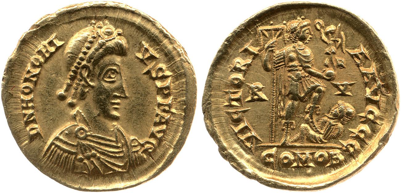RIC X Honorius 1287, аверс, bm