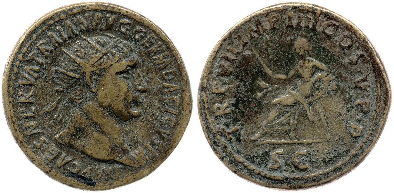 RIC II Trajan 454, аверс, bm