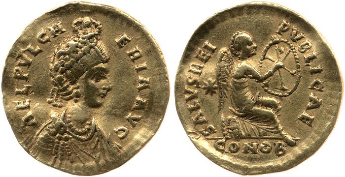 RIC X Theodosius II (East) 205, реверс, bm