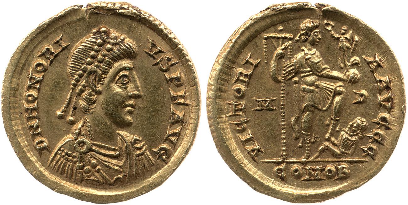 RIC X Honorius 1206, аверс, bm