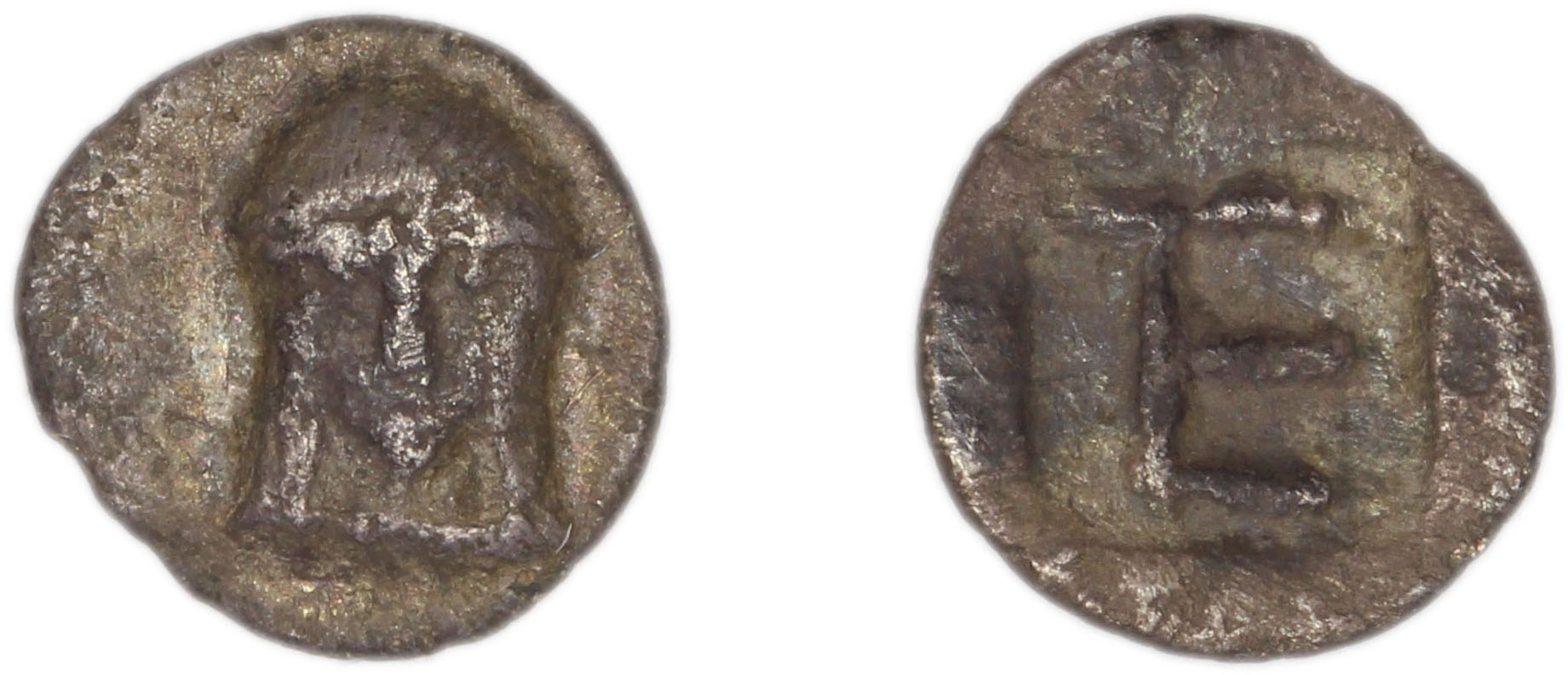 Colophon Milne 1941 Period I, quarter-obols (TE), аверс, bm