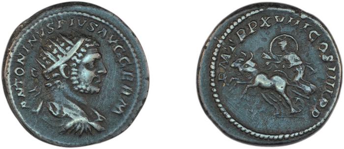 RIC IV Caracalla 256C, реверс, bm